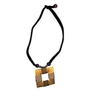 Handmade necklace women - Square pendant and black lace - simple and fashion