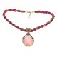 Crystal Alloy Rhinestones Retro Bohemia Beaded Pendant Necklace Jewerly-pink