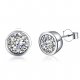 Female zircon earrings, cubic zirconia sterling silver everyday casual