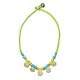 Handmade necklace women flowers, simple and fashion beads on green shoelaces