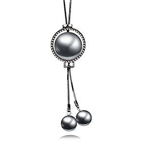 Elegant diamond circle necklace female long tassel pearl pendant